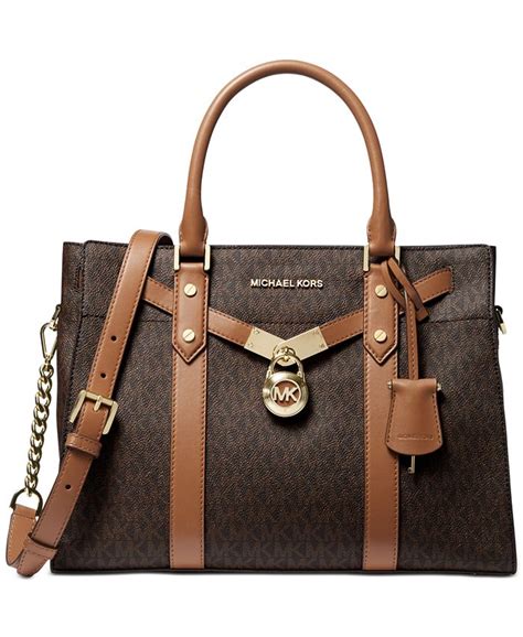 michael michael kors nouveau hamilton large studded pebbled leather satchel|michael kors small hamilton bag.